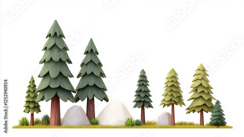 Pixelated Pine Trees Forest Scene