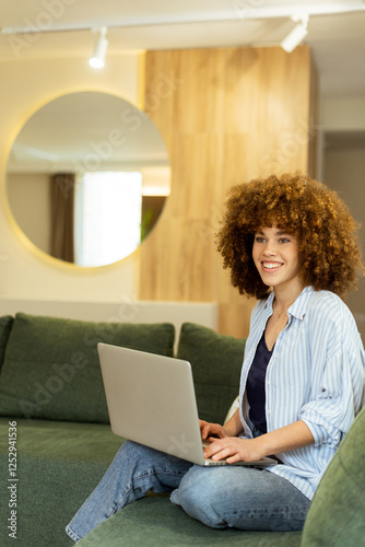 Young woman enjoying a cozy...