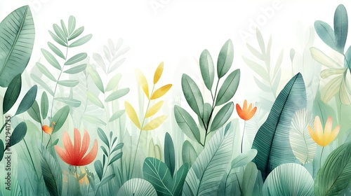 Colorful Abstract Tropical Floral Background
