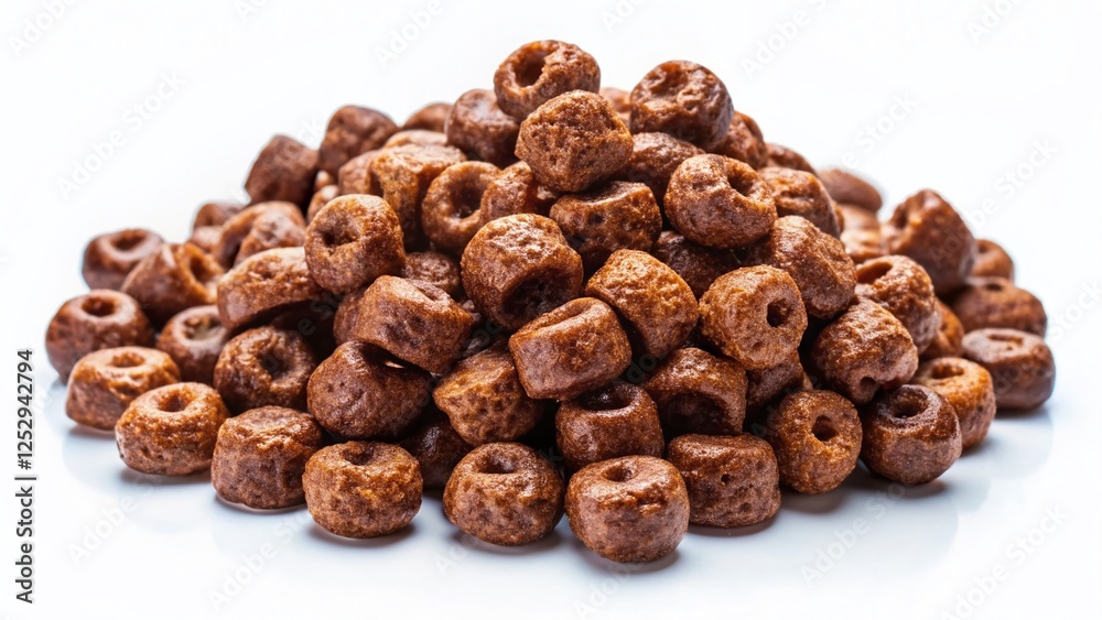 Delicious Chocolate Cereal, Isolated on White Background - Stock Photo Delicious Chocolate Cereal, Isolated on White Background - Stock Photo