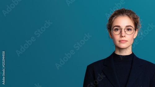 Woman in business attire, studio portrait, professional image, use for career success photo