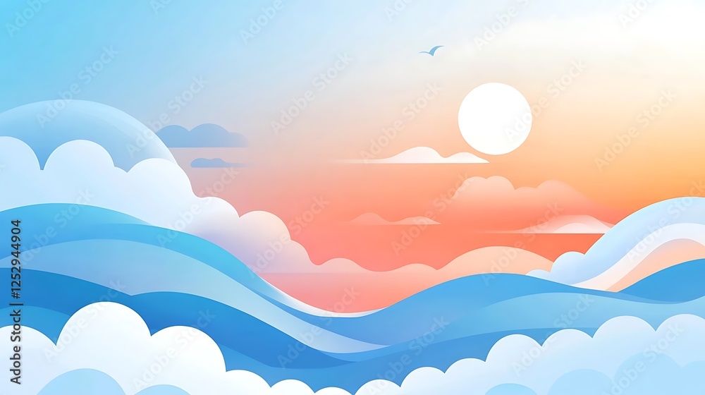 Serene Ocean Sunset Waves and Sky Scene Serene Ocean Sunset Waves and Sky Scene