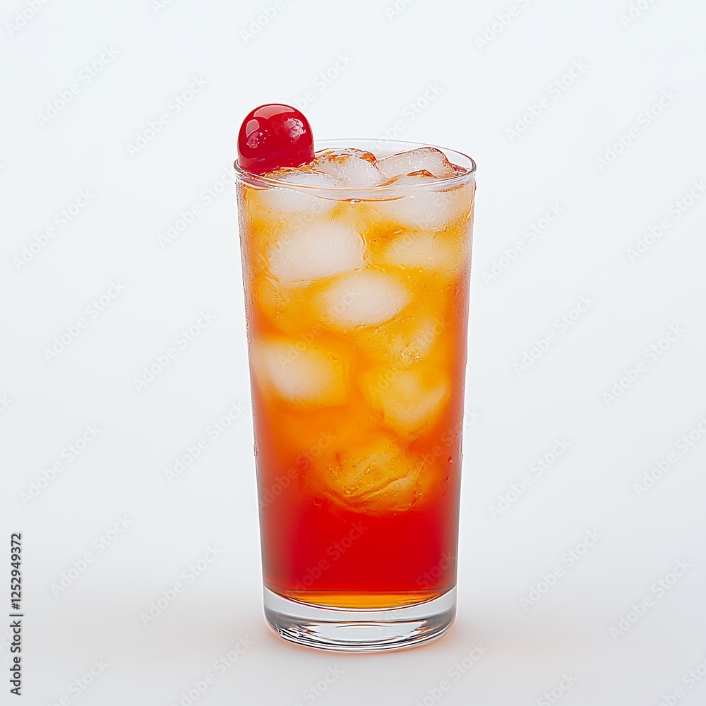 Refreshing Reddish Orange Cocktail with Cherry