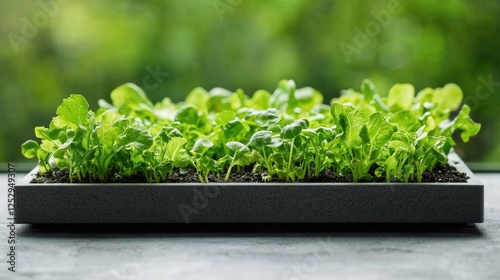 Growing salad sprouts in a window box photo