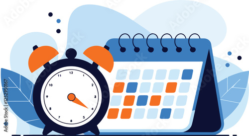 vector illustration featuring a calendar and an alarm clock