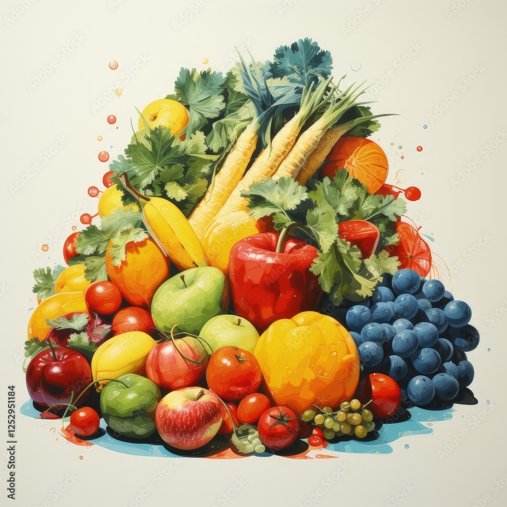 Fresh and Organic Vegetables Illustrated in Risograph Style Print Design Fresh and Organic Vegetables Illustrated in Risograph Style Print Design