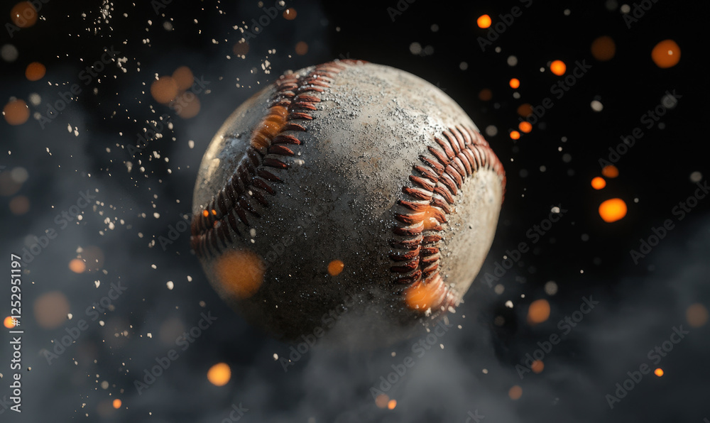 Fototapeta premium A leather softball on fire