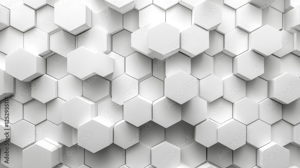 Abstract white hexagon pattern background, 3D render Abstract white hexagon pattern background, 3D render