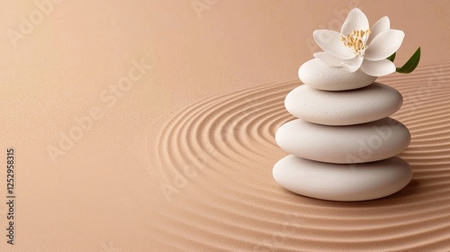 Serene stones with flower for relaxation.