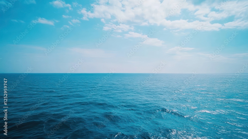 Fototapeta premium Vast Ocean Serenity: A Tranquil Seascape Under a Blue Sky