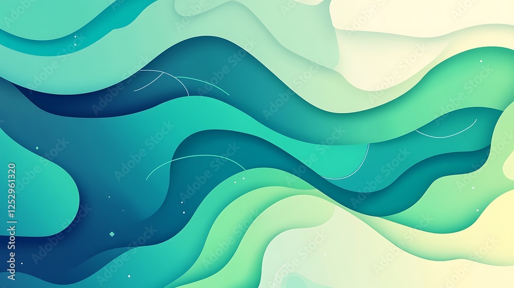 Fototapeta premium Abstract Green Wave Pattern Design Background