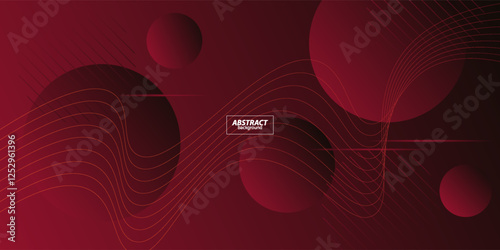 Abstract overlapping circles on dark red background. Modern geometric wave lines and circles background pattern design. Vector Eps10