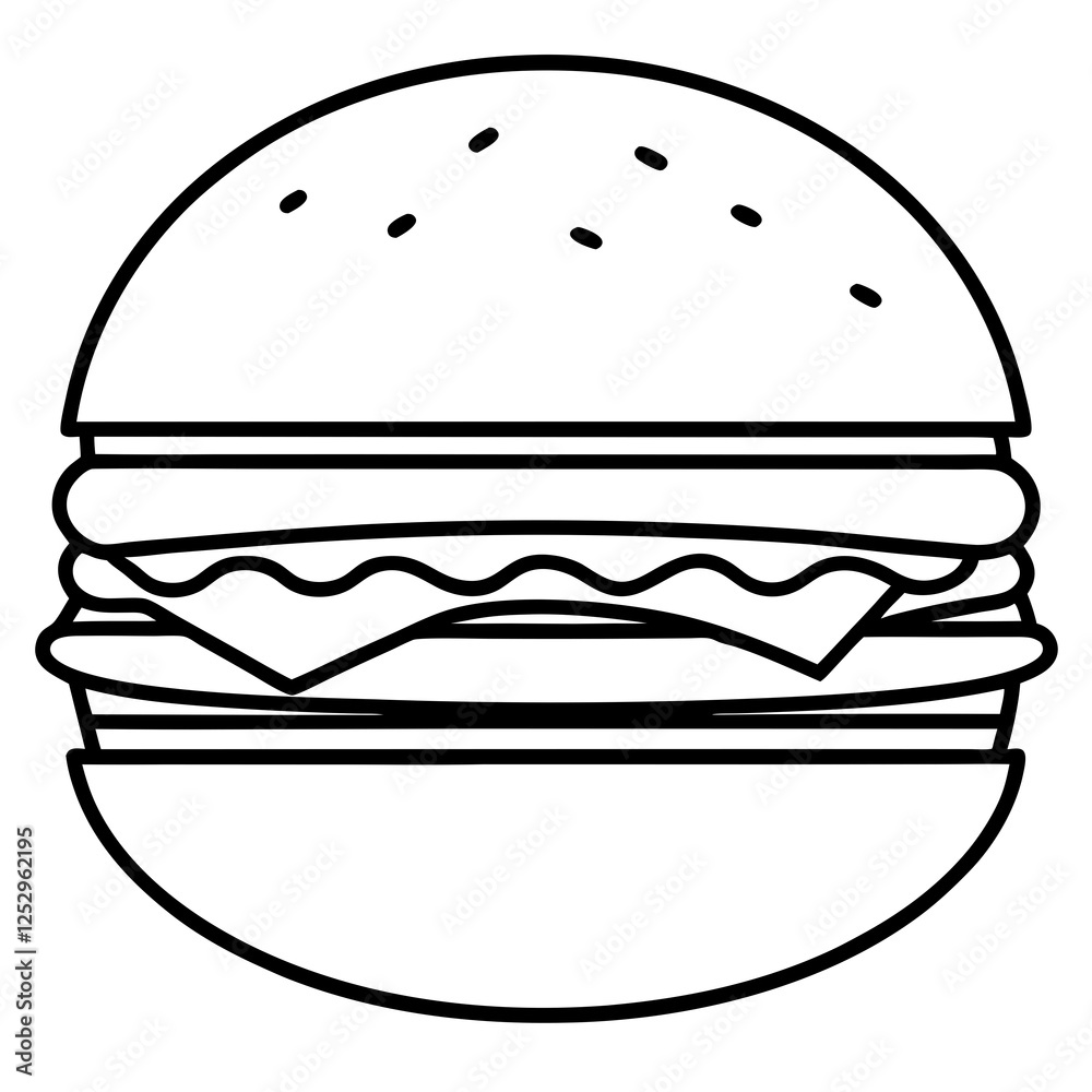 Stylized Burger Outline Vector Illustration Stylized Burger Outline Vector Illustration