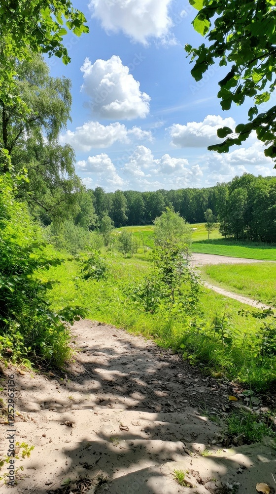 Scenic view of lush green landscape and sky. Scenic view of lush green landscape and sky.