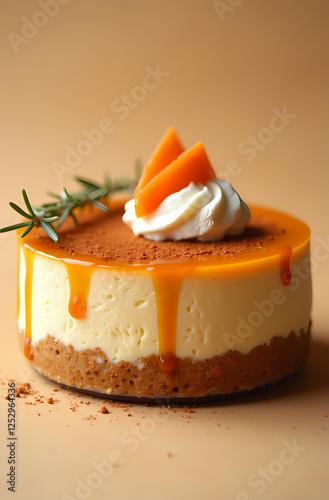 Spiced Sweet Potato Cheesecake With Caramel Drizzle And Whipped Cream