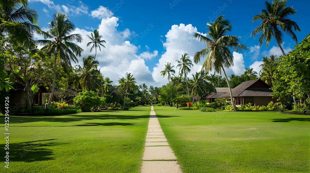 Pathway Through Lush Tropical Landscape Pathway Through Lush Tropical Landscape