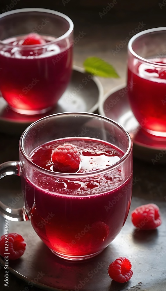 custom made wallpaper toronto digitalRefreshing Raspberry Drink in Glass Cups with Fresh Berries and Mint