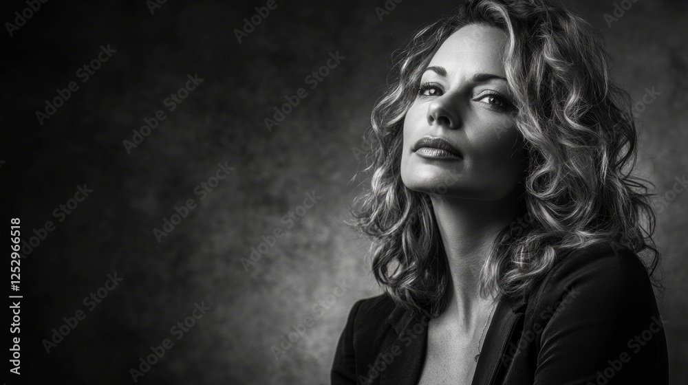 Confident Woman Posing with Dramatic Lighting Confident Woman Posing with Dramatic Lighting