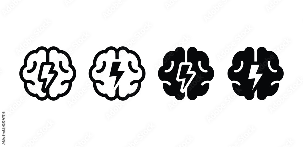brainstorming with lightning bolt icon symbol vector design black white color simple flat illustration sets brainstorming with lightning bolt icon symbol vector design black white color simple flat illustration sets