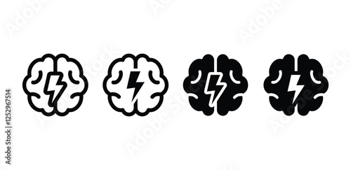 brainstorming with lightning bolt icon symbol vector design black white color simple flat illustration sets