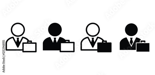 business person job avatar profile icon symbol sign vector design black white color simple flat illustration sets