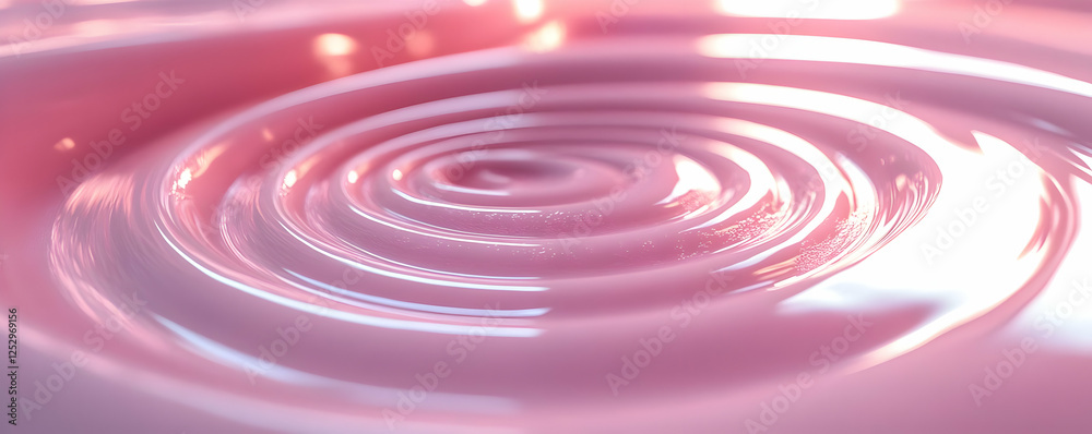 Pink liquid swirls, close-up.  Background blur. Texture