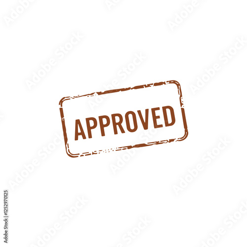 Approved stamp, professional style, clear design with brown text on white background