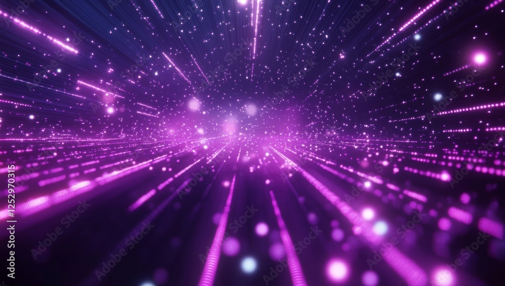 Purple digital lines explode through space, cosmic background Purple digital lines explode through space, cosmic background