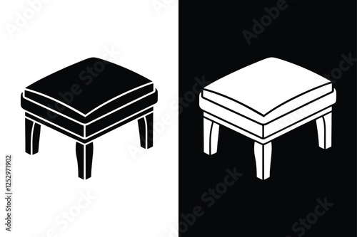 Footstool icon vector on White Background ,Vector Art Illustration on white background.