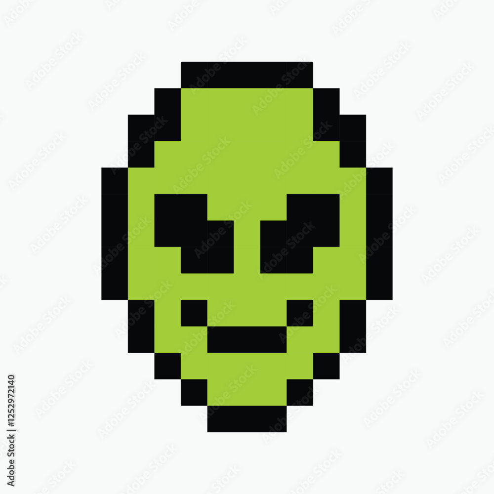 Obraz premium alien pixel art icon vector illustration.
