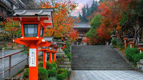 Kuramadera Temple in a beautiful autumn scenery in Kyoto, Japan
 photo