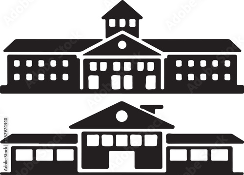 School building silhouette illustration vector .