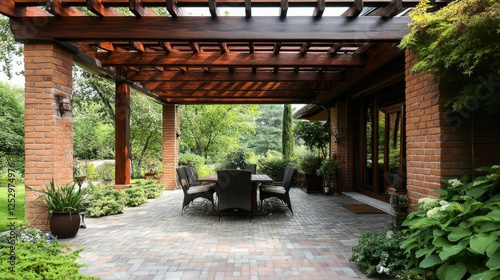 a pergola-covered patio. Roofs for modern terraces