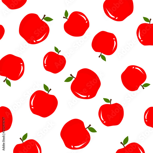 Red apple pattern background. Red apple background. Apples seamless pattern. For paper, wall decoration, gift wrap, textile and interior.
