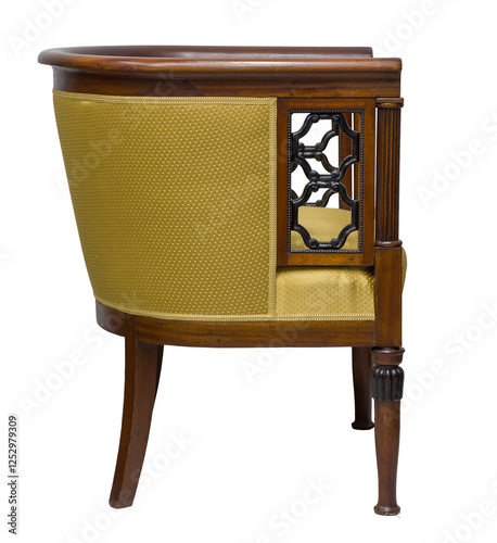 Obraz na płótnie Elegant, classic armchair with a barrel back, isolated on a white background. w salonie