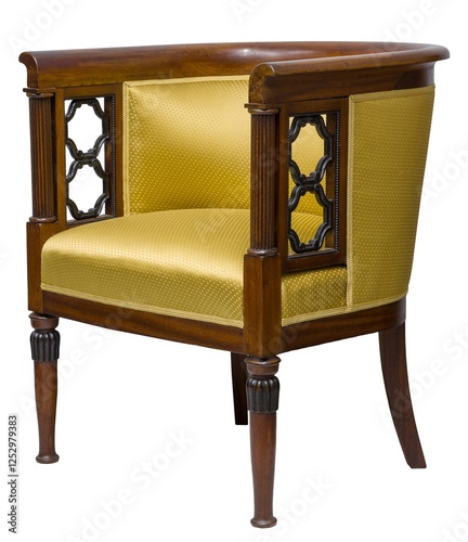 Obraz na płótnie Elegant, classic armchair with a barrel back, isolated on a white background. w salonie