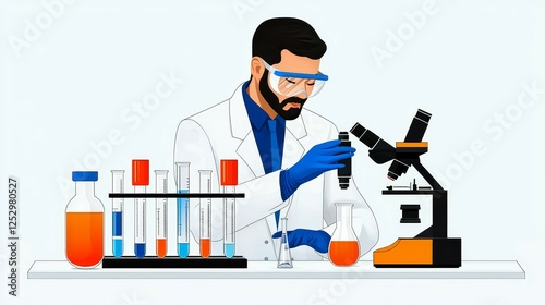 Global Health concept. Scientist analyzing samples with lab equipment in a modern laboratory setting.