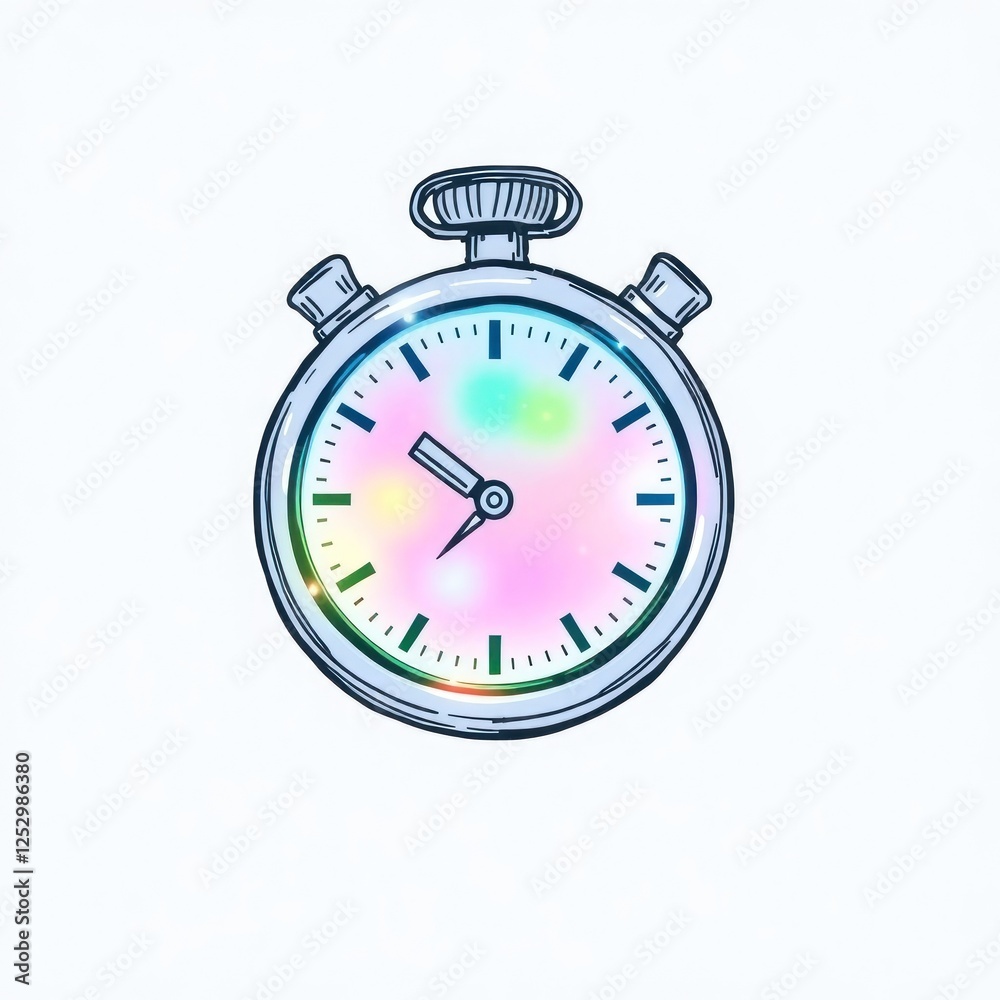 Colorful stopwatch illustration with a vibrant, glowing background, symbolizing time management and urgency Colorful stopwatch illustration with a vibrant, glowing background, symbolizing time management and urgency