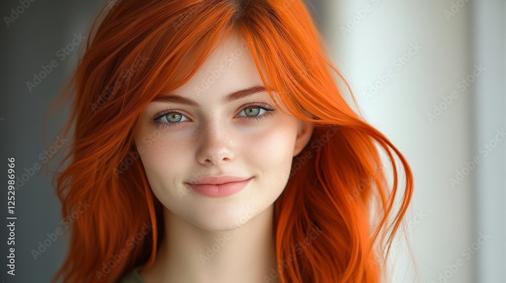 Woman with orange hair and a smile Woman with orange hair and a smile