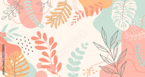 Spring background with beautiful. flower background for design. Colorful background with tropical plants.