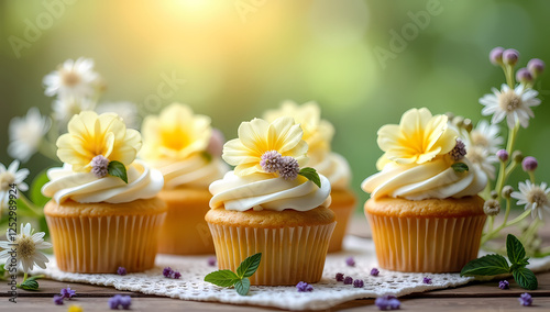 Lemon Chamomile Cupcakes With Floral Buttercream Frosting