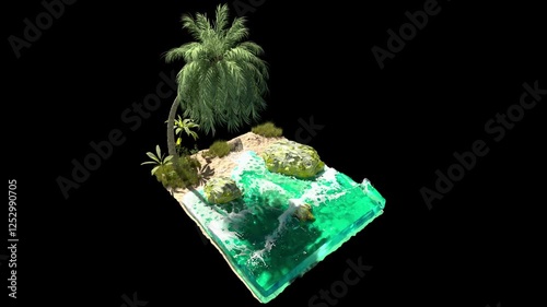 palm tree in the wind during the surf in miniature.
