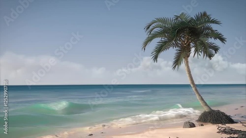 palm tree in the wind during the surf