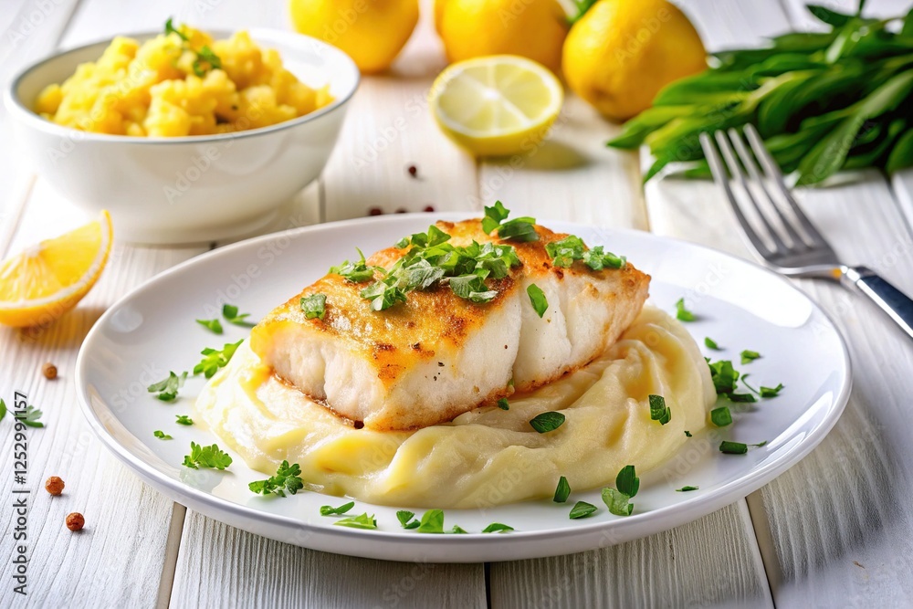 Baked Cod Fillet with Creamy Mashed Potatoes Baked Cod Fillet with Creamy Mashed Potatoes