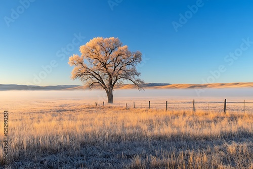 Frozen Sunrise Prairie Tree photo