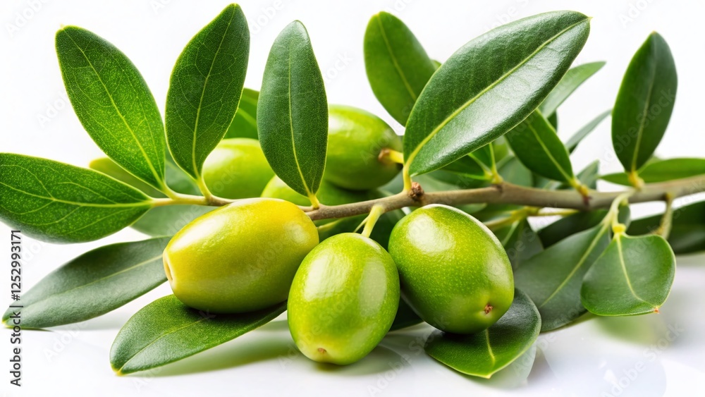 Fresh Green Jojoba Plant with Leaves Isolated on White Background - Stock Photo Fresh Green Jojoba Plant with Leaves Isolated on White Background - Stock Photo