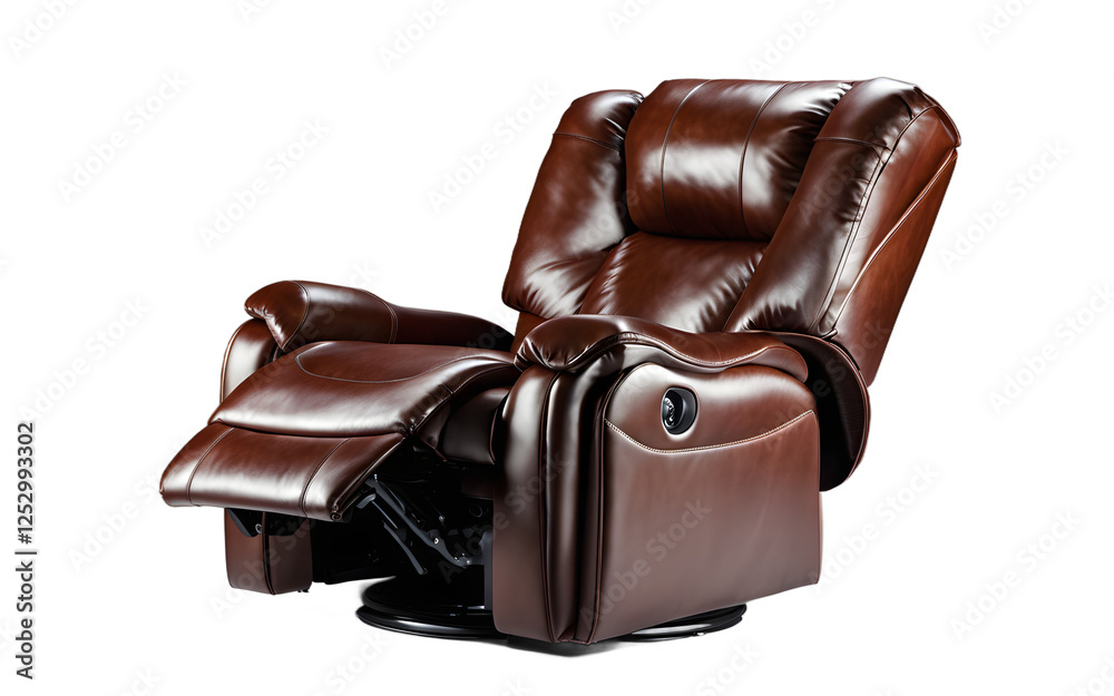 A luxurious leather recliner with built-in cupholders on a empty plain background A luxurious leather recliner with built-in cupholders on a empty plain background