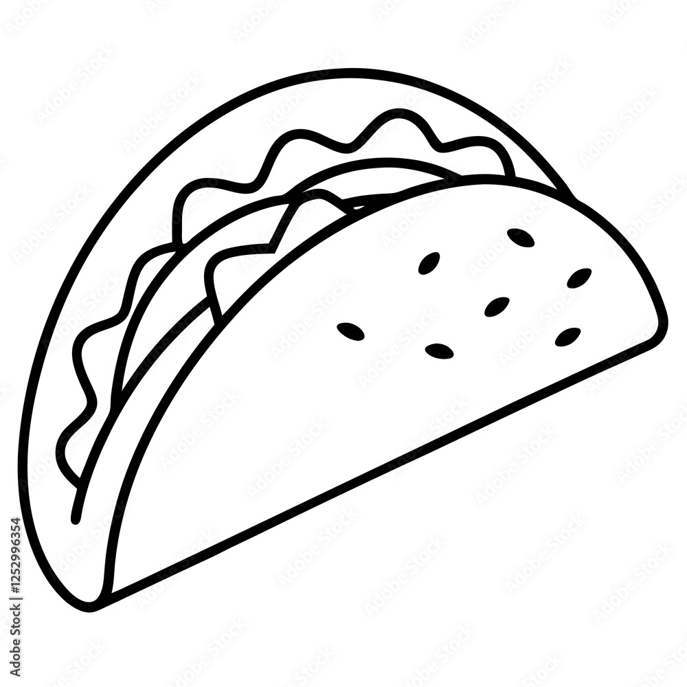 Stylized Taco Outline Design for Prints Stylized Taco Outline Design for Prints