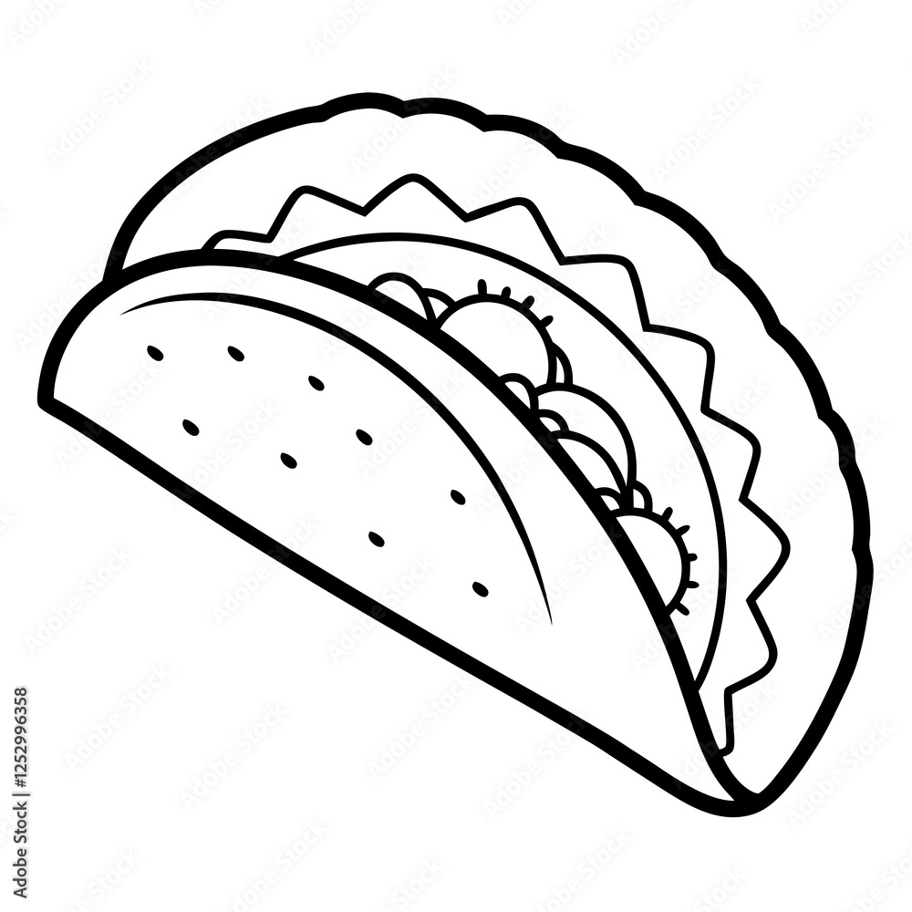 Stylized Taco Outline Design for Prints Stylized Taco Outline Design for Prints