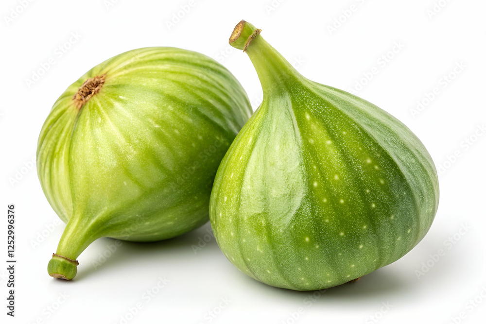 Fresh Green Figs Isolated On White Background with Studio Lighting and Detailed Fresh Green Figs Isolated On White Background with Studio Lighting and Detailed